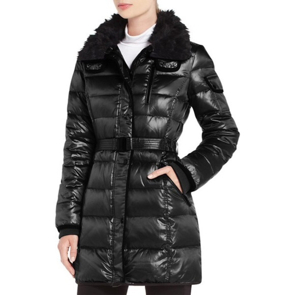 SOLD BCBG Maxazria Grey Black Puffer Coat Small